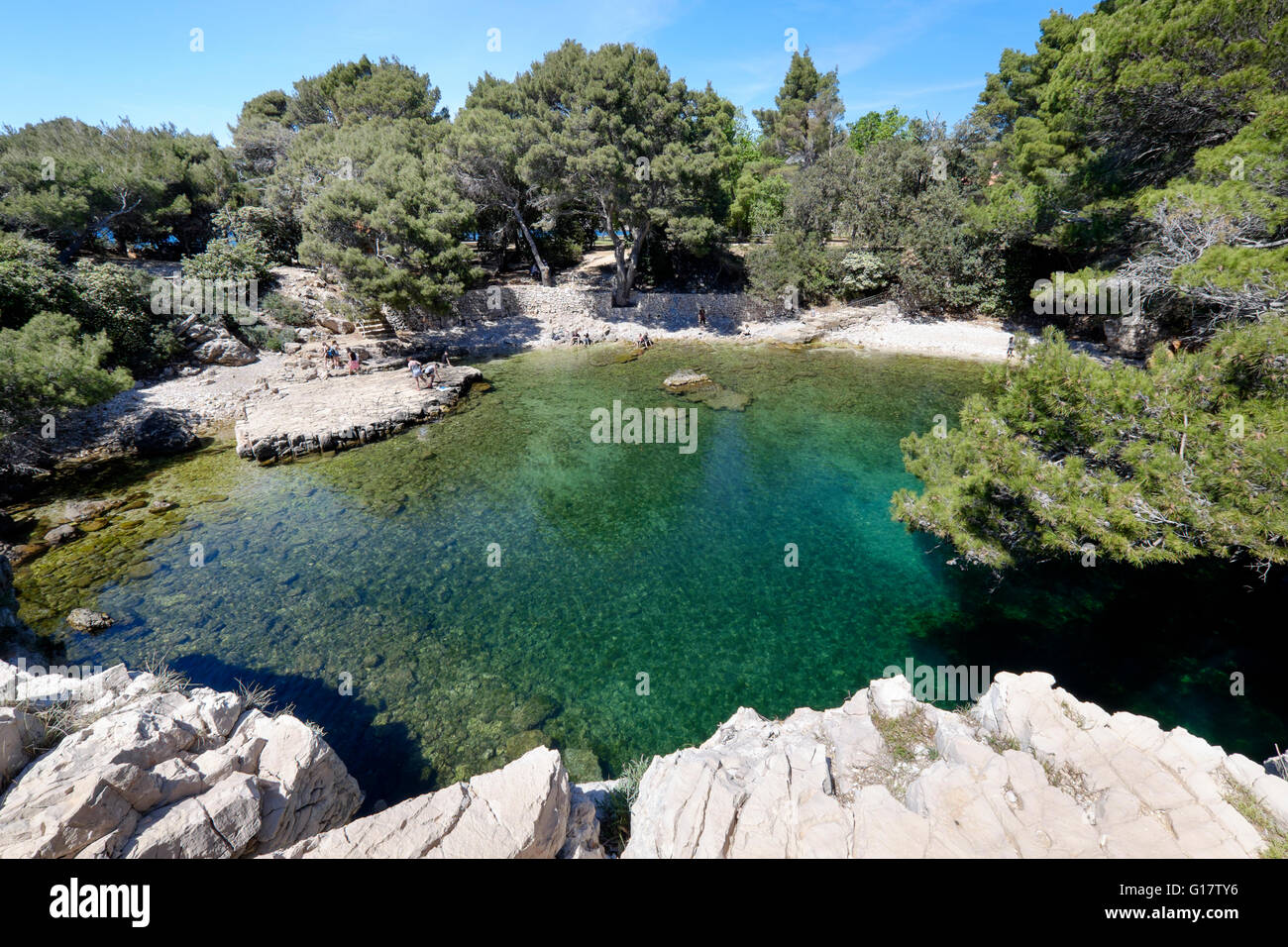 "Totes Meer" (Mrtvo More), Salzwasser See Lokrum Insel, Dubrovnik, Kroatien Stockfoto