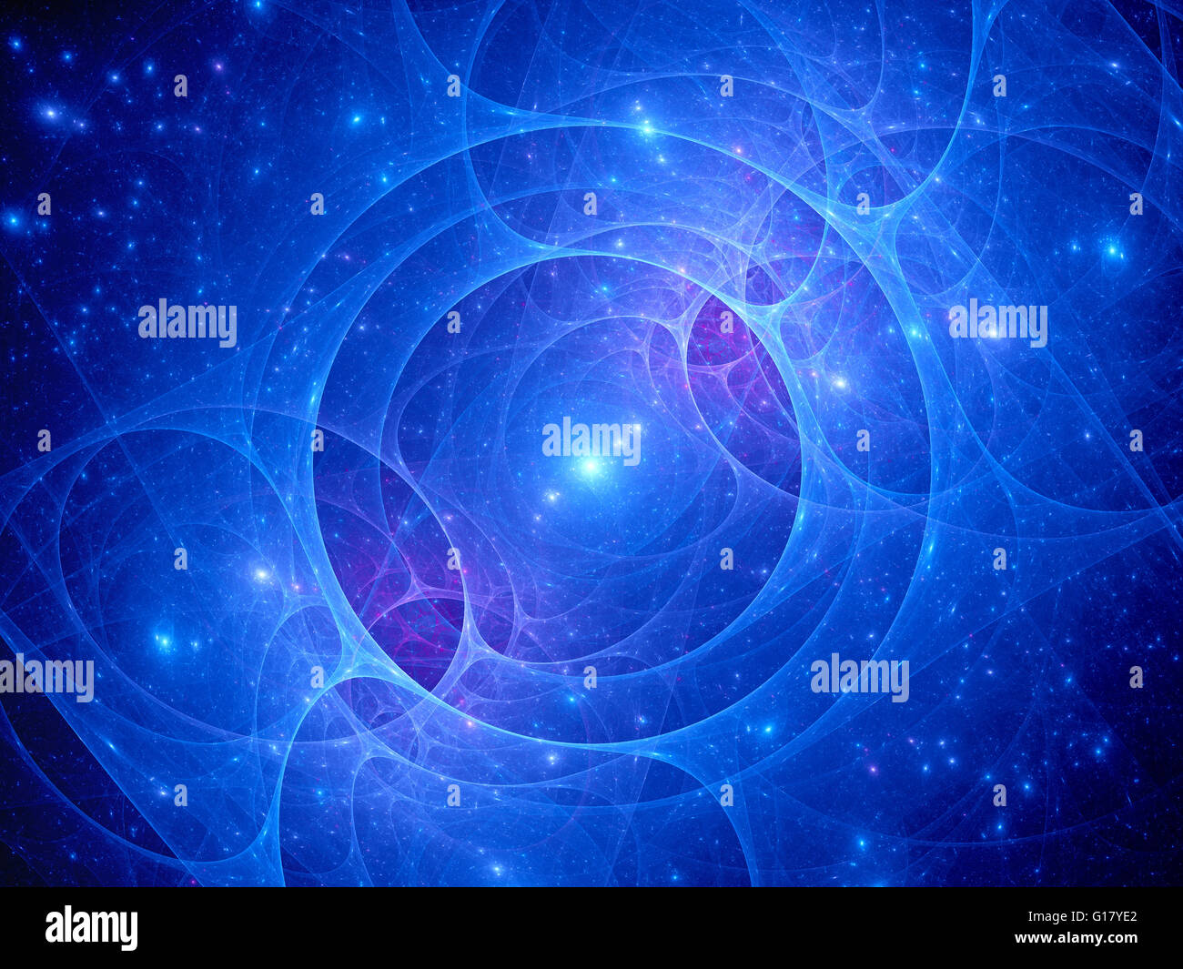 Blau leuchtende Dimensionstor im Raum erzeugt Computer abstrakten Hintergrund, Sci-Fi- Stockfoto