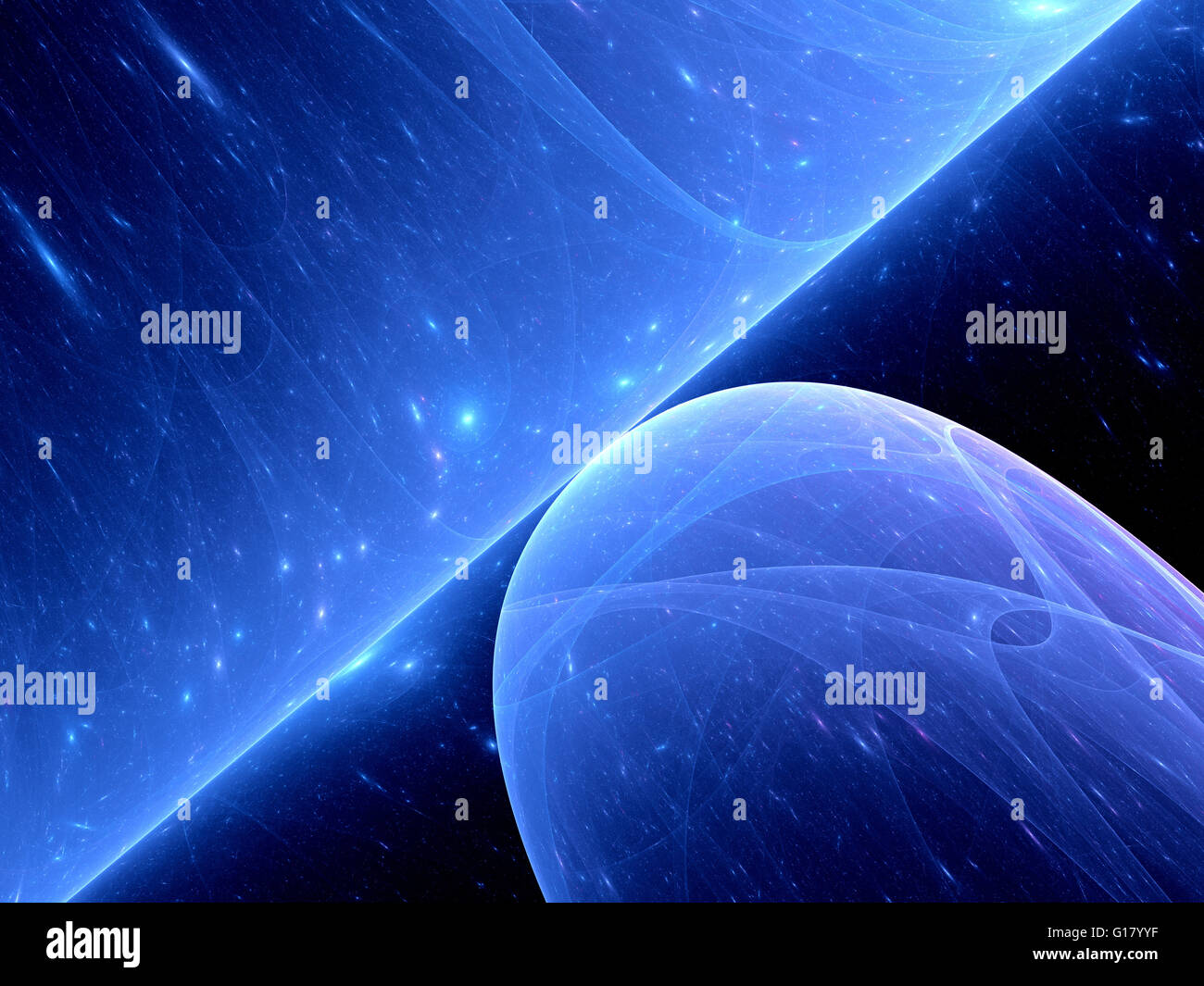 Blau leuchtende Event Horizon Fraktal, parabolische Form, computergenerierten abstrakten Hintergrund Stockfoto
