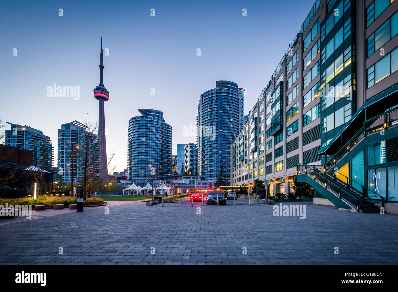 Moderne Gebäude an der Harbourfront in Toronto, Ontario. Stockfoto