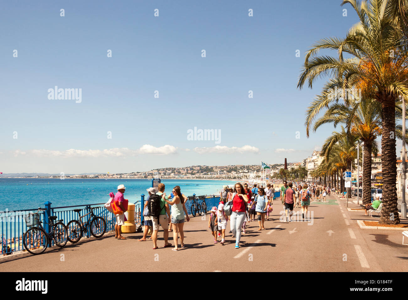 Promenade Des Anglais und der Baie Des Anges, Nizza, Côte d ' Azur, Frankreich Stockfoto