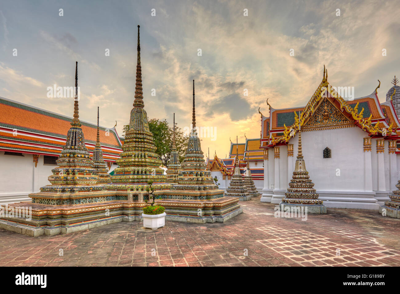Phra Chedi Rai im Wat Pho, Bangkok, Thailand Stockfoto