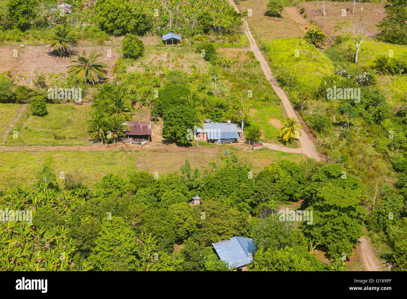 Costarica - Antenne des ländlichen Wohnens. Stockfoto