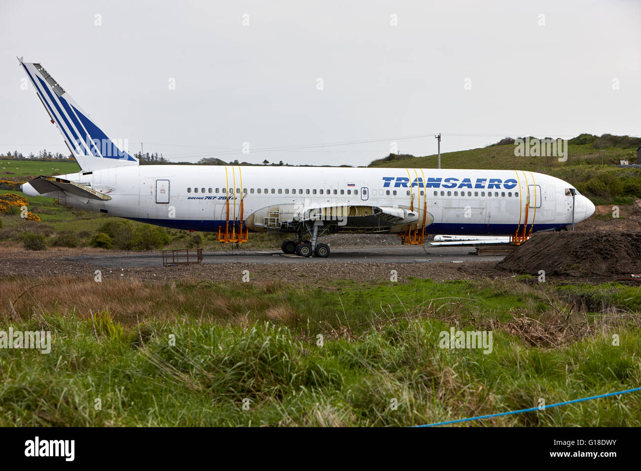 "Transaero" Boeing 767 als ein Glamping schrulligen Glamping Nächte Campingdorf Enniscrone County Sligo Irland verwendet werden Stockfoto