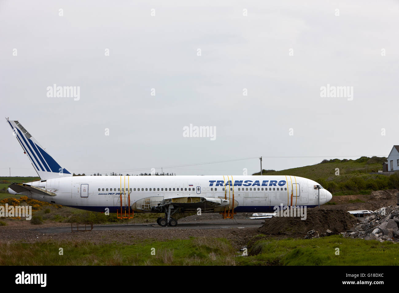 "Transaero" Boeing 767 als ein Glamping schrulligen Glamping Nächte Campingdorf Enniscrone County Sligo Irland verwendet werden Stockfoto