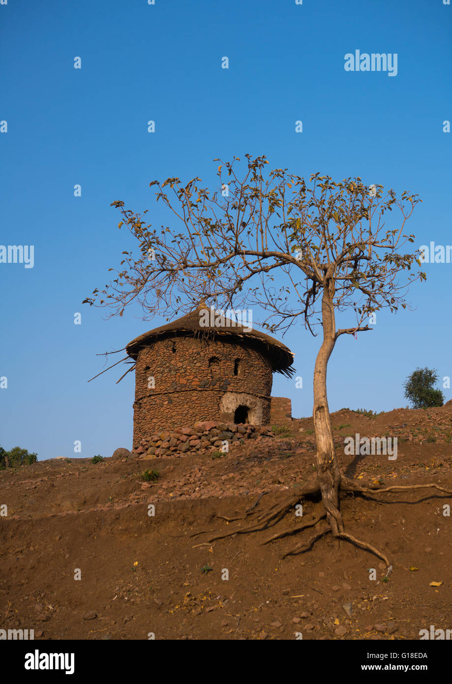 Traditionelles Haus für die Mönche, Amhara Region, Lalibela, Äthiopien Stockfoto