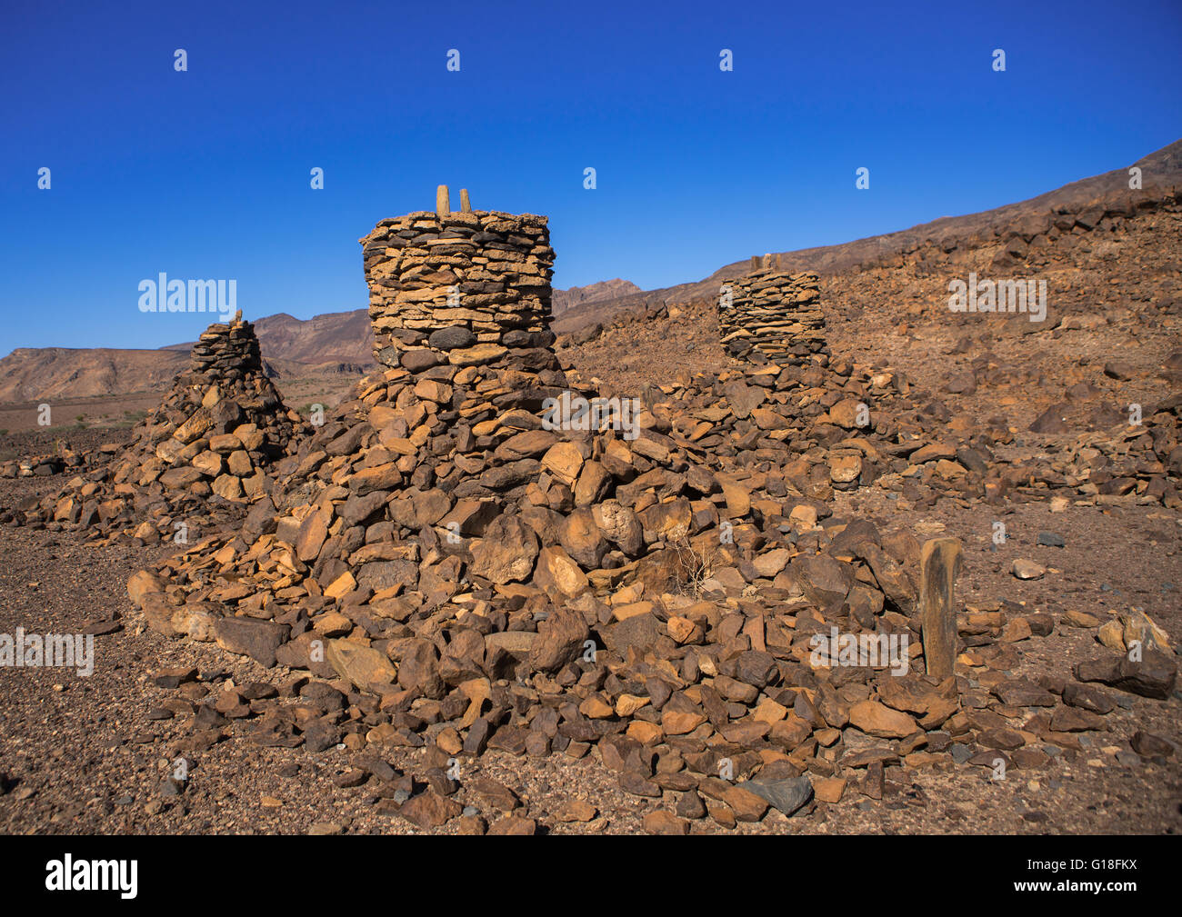 Alten Afar Stammes Grab in der Danakil Wüste, Afar Region, Semera, Äthiopien Stockfoto