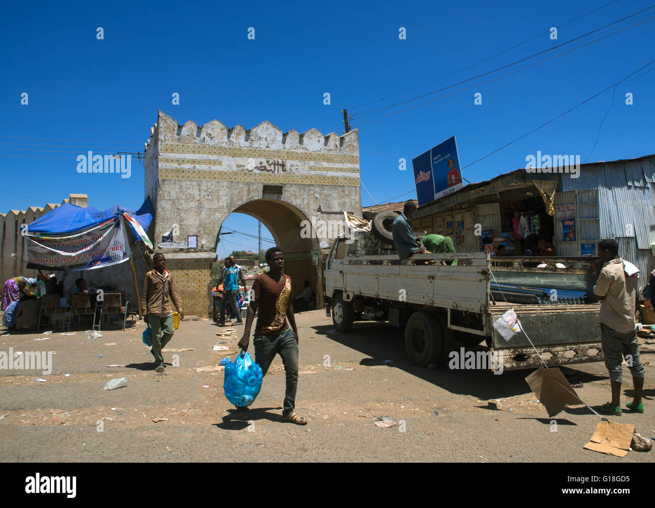 Die antiken Eingangstor der Altstadt, Harari Region Harar, Äthiopien Stockfoto