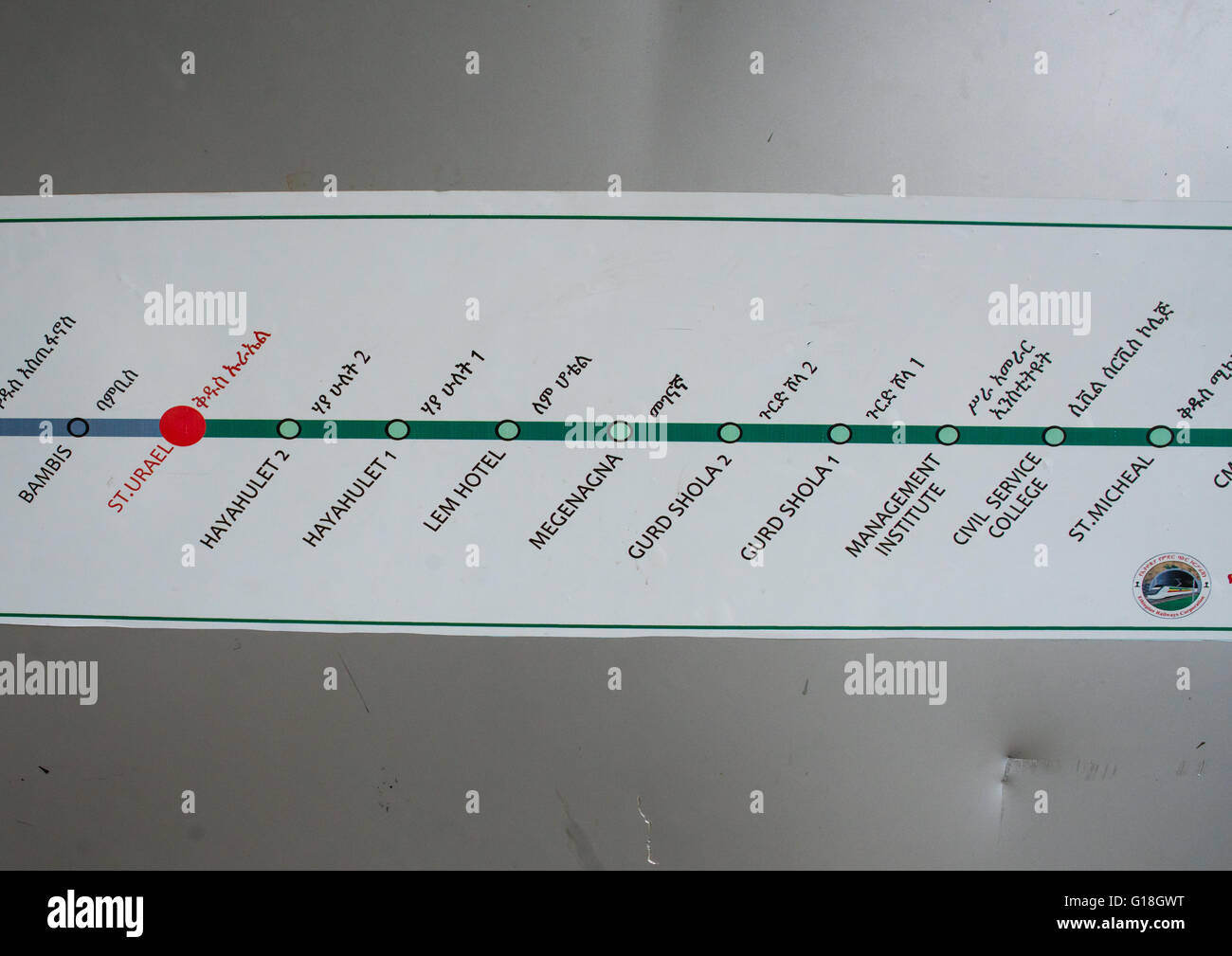 Äthiopische Eisenbahn Karte, Addis Abeba Region, Addis Ababa, Äthiopien