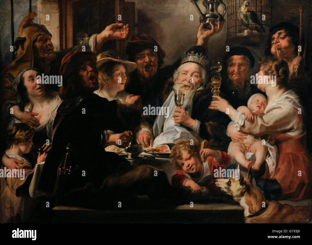 Jacob Jordaens (1593-1678). Flämischer Maler. Die Bean-König, 1638. Öl auf Leinwand. Die Eremitage. Sankt Petersburg. Russland. Stockfoto