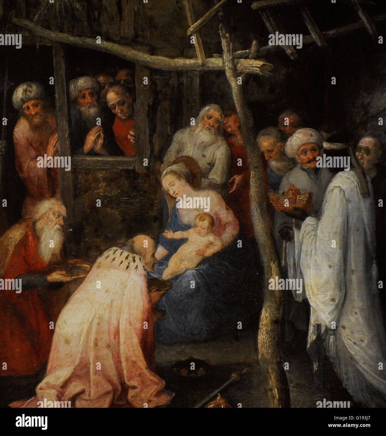 Jan Brueghel der ältere. (1568 - 1625). flämischer Maler. Die Anbetung der Heiligen drei Könige. 1598-1600. Öl auf Kupfer. Barocke. Detail. Die Eremitage. Sankt Petersburg. Russland. Stockfoto