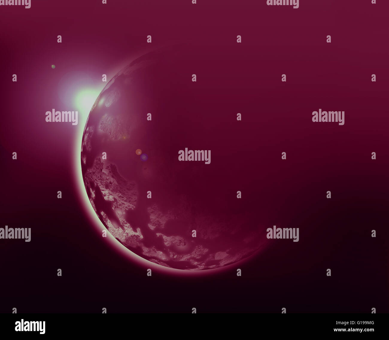 roter Planet 3d Illustration im Universum Konzept. Stockfoto