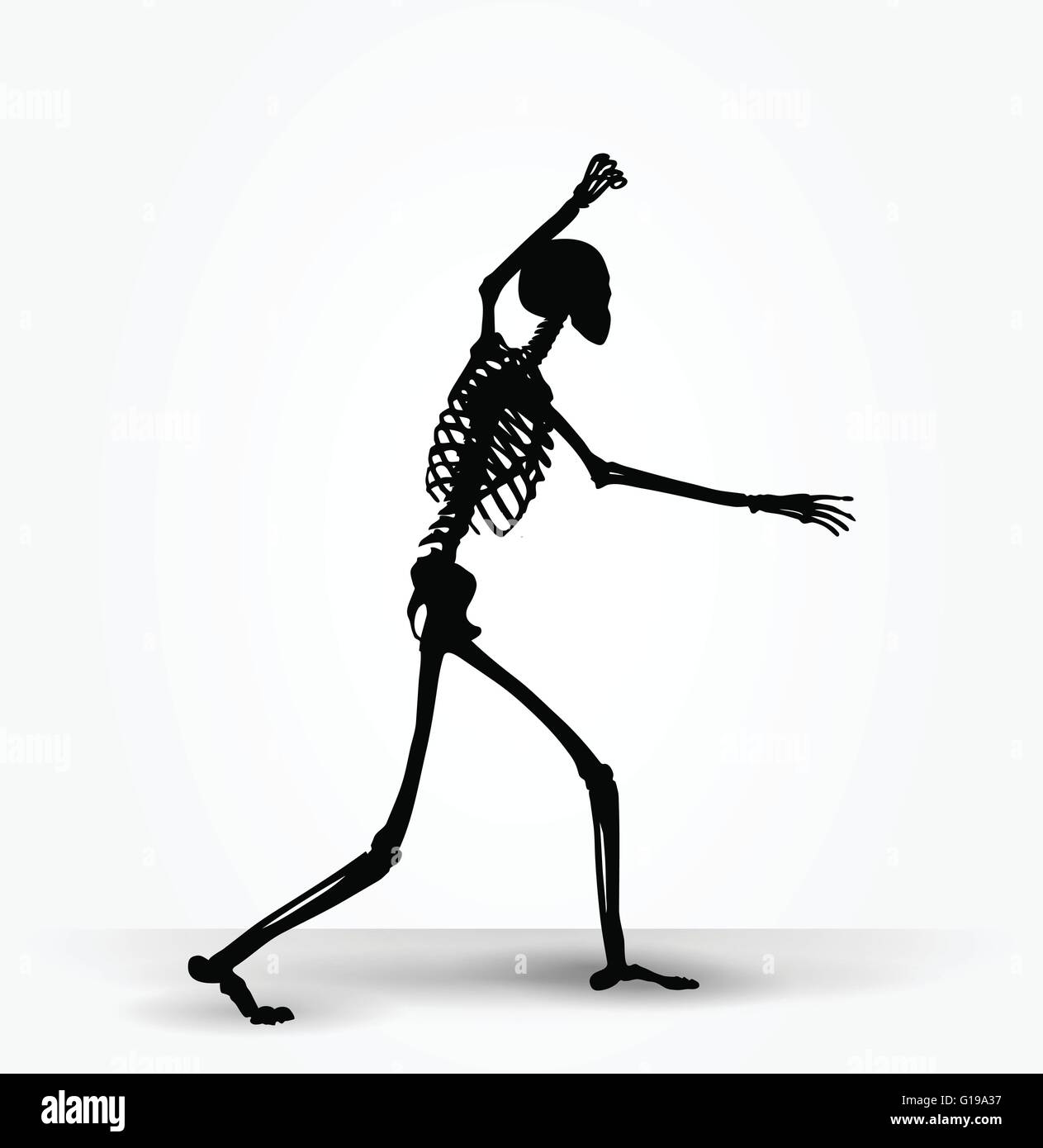 Vektorbild - Skelett Silhouette im einschüchternd stellen isolierten auf weißen Hintergrund Stock Vektor