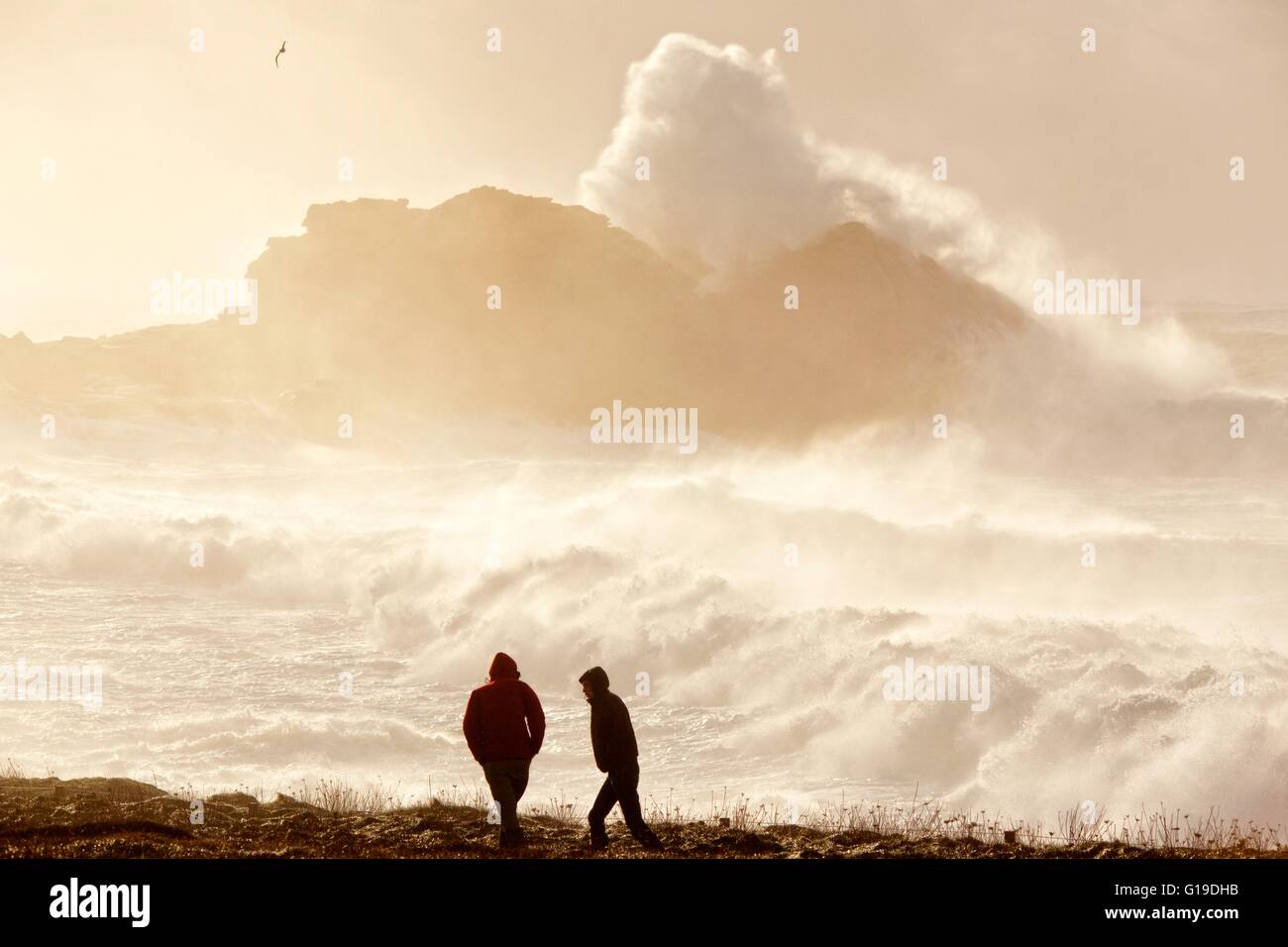 Bretagne West Coast angeschlagen durch Sturm Imogen, Frankreich. Stockfoto