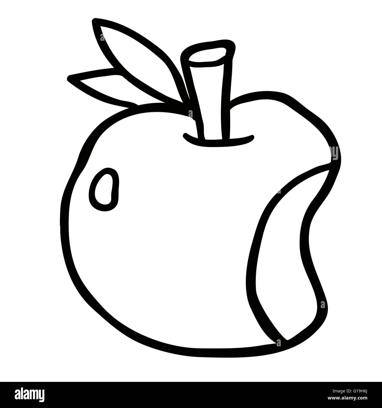 einfache Schwarz-weiß-Apfel Stock Vektor