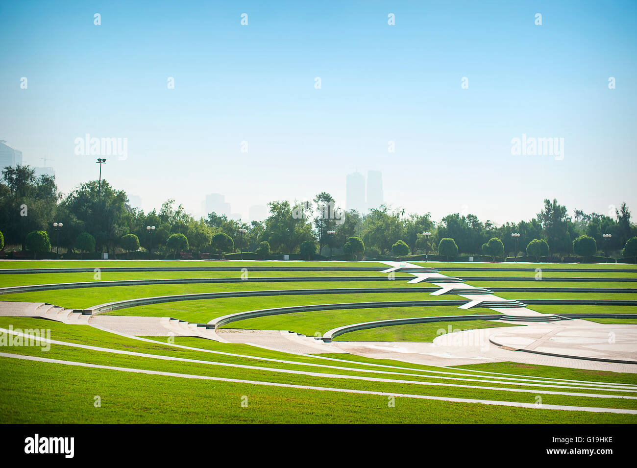 Central Park am sonnigen Tag Dubai, Vereinigte Arabische Emirate Stockfoto