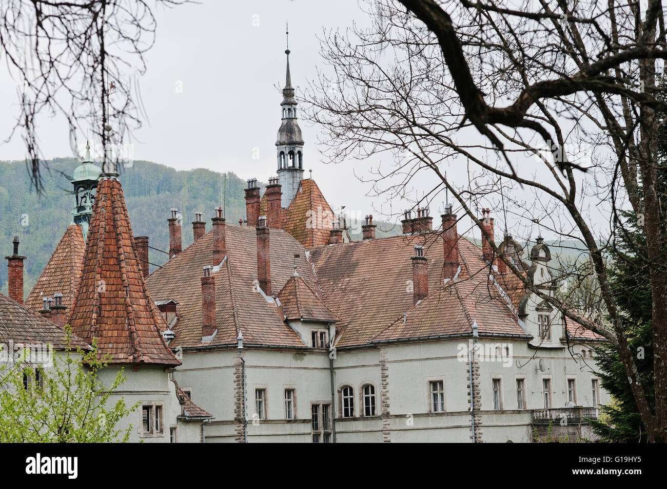 Schönborn Jagdschloss in Karpaten, Transkarpatien, Ukraine.  Im Jahr 1890 erbaut. Stockfoto