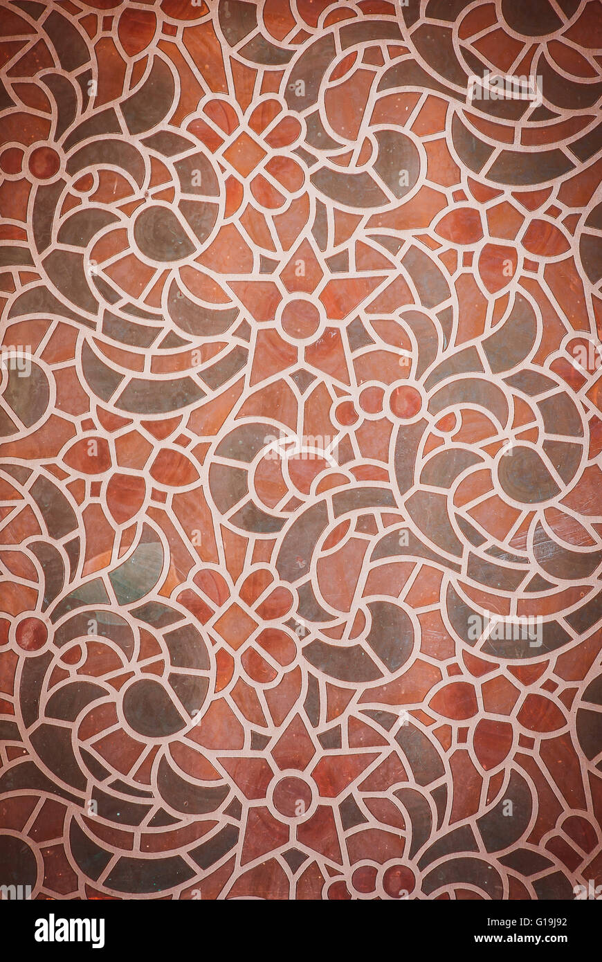 Die Wände waren mit Glasmalereien geschmückt. Stockfoto