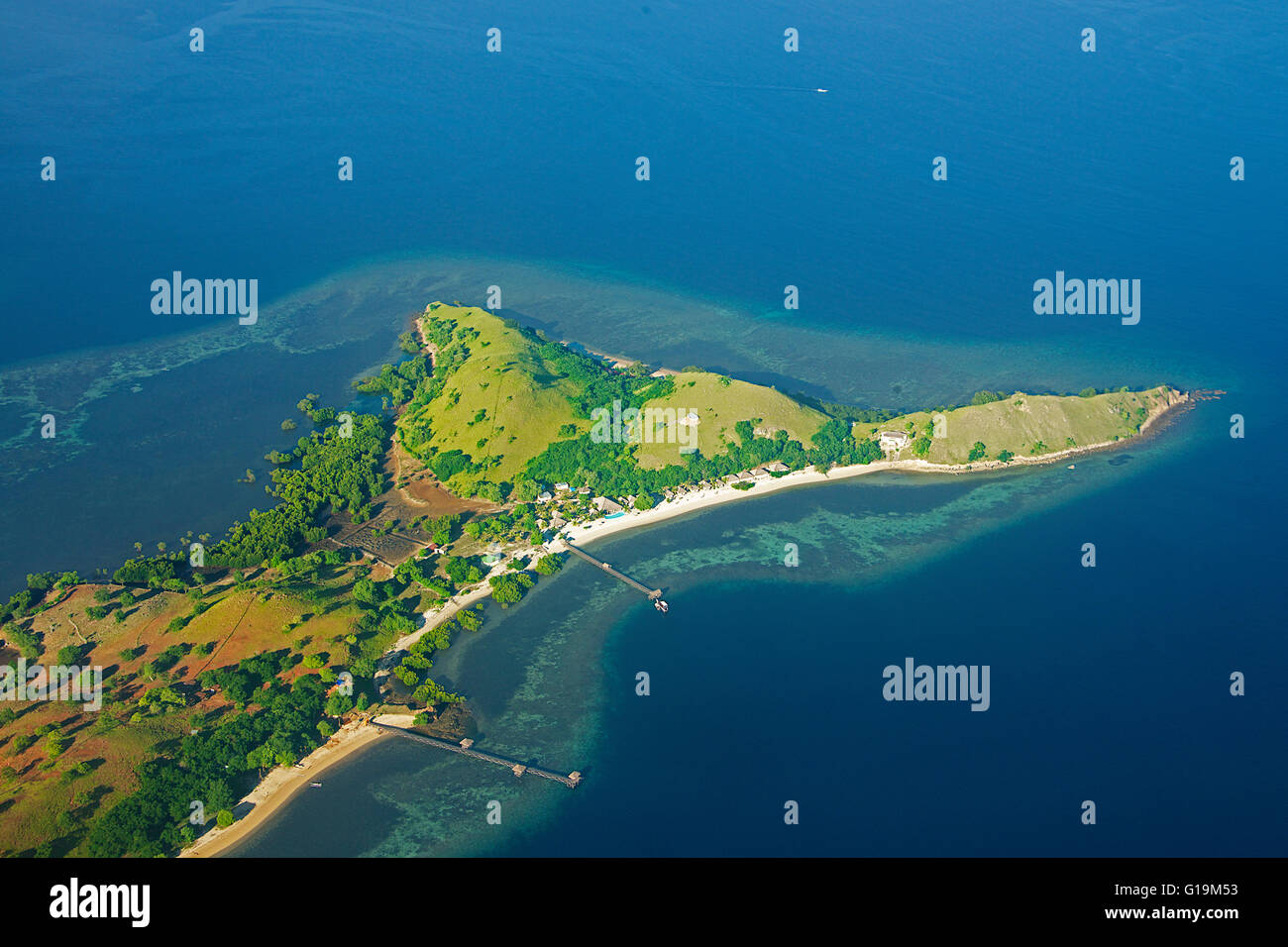 Luftbild Seraya Insel Sunda-Inseln Flores Indonesien Stockfoto
