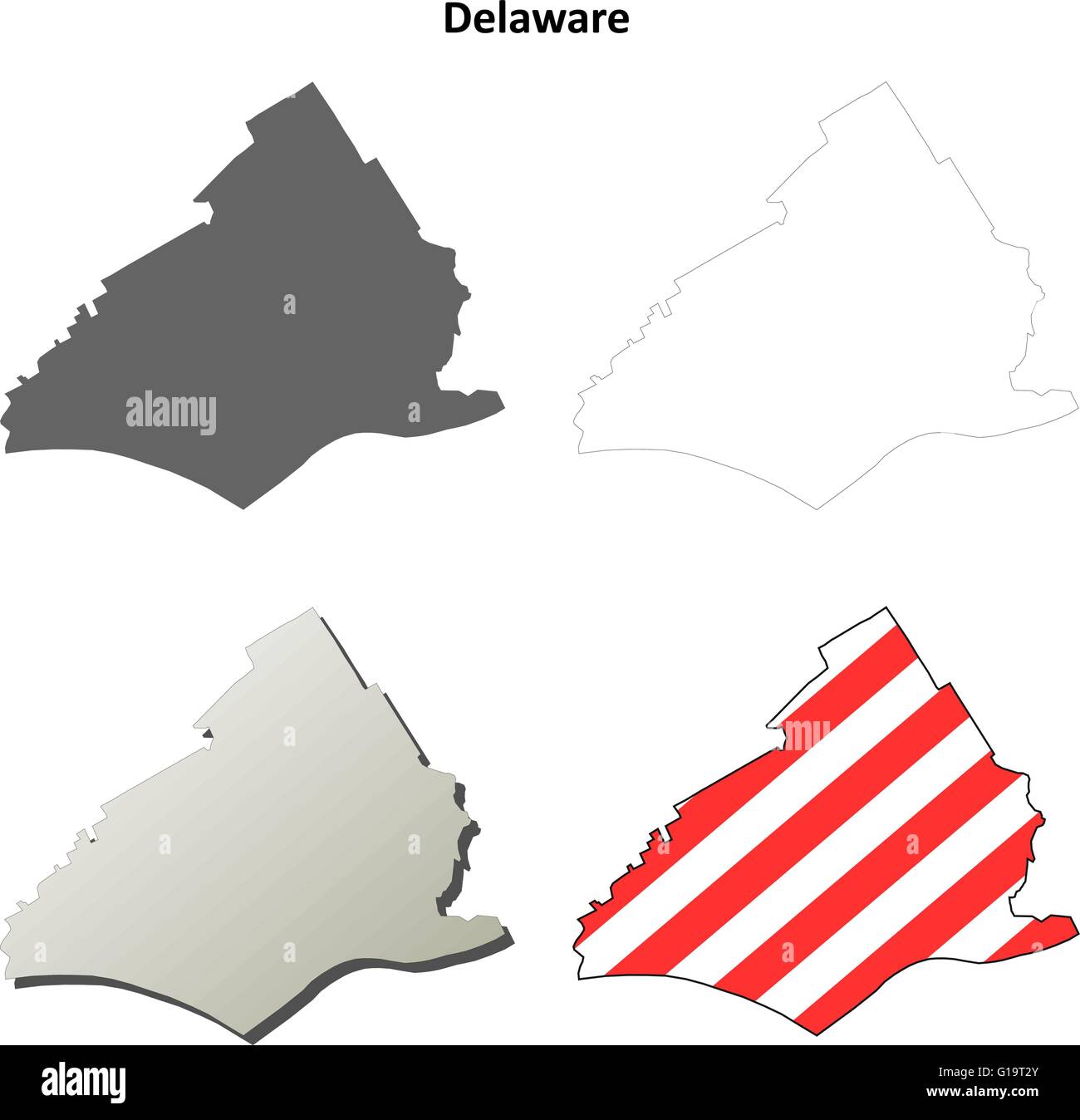 Delaware County, Pennsylvania Umriss Karte gesetzt Stock Vektor