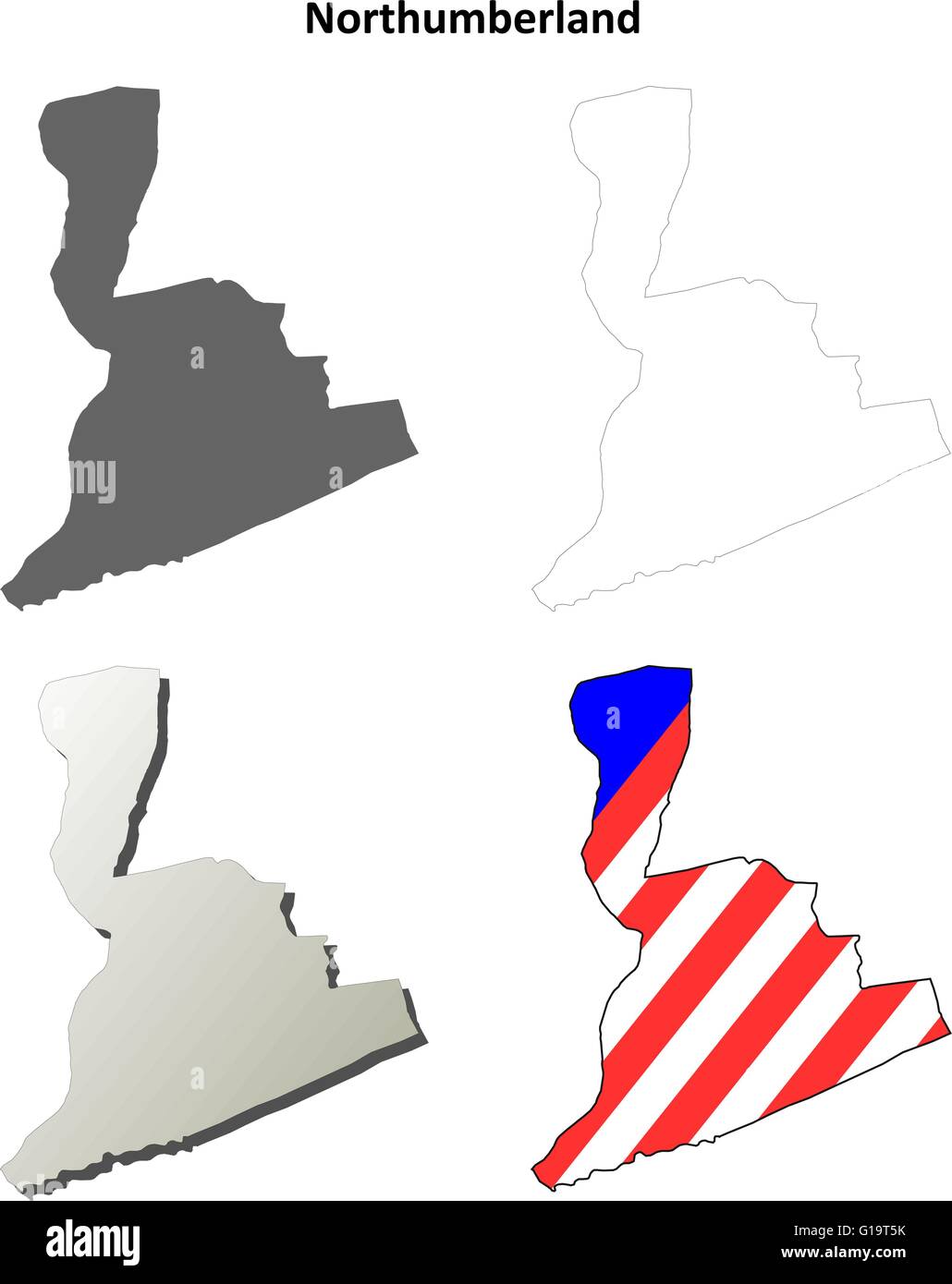 Northumberland County, Pennsylvania Umriss Karte gesetzt Stock Vektor