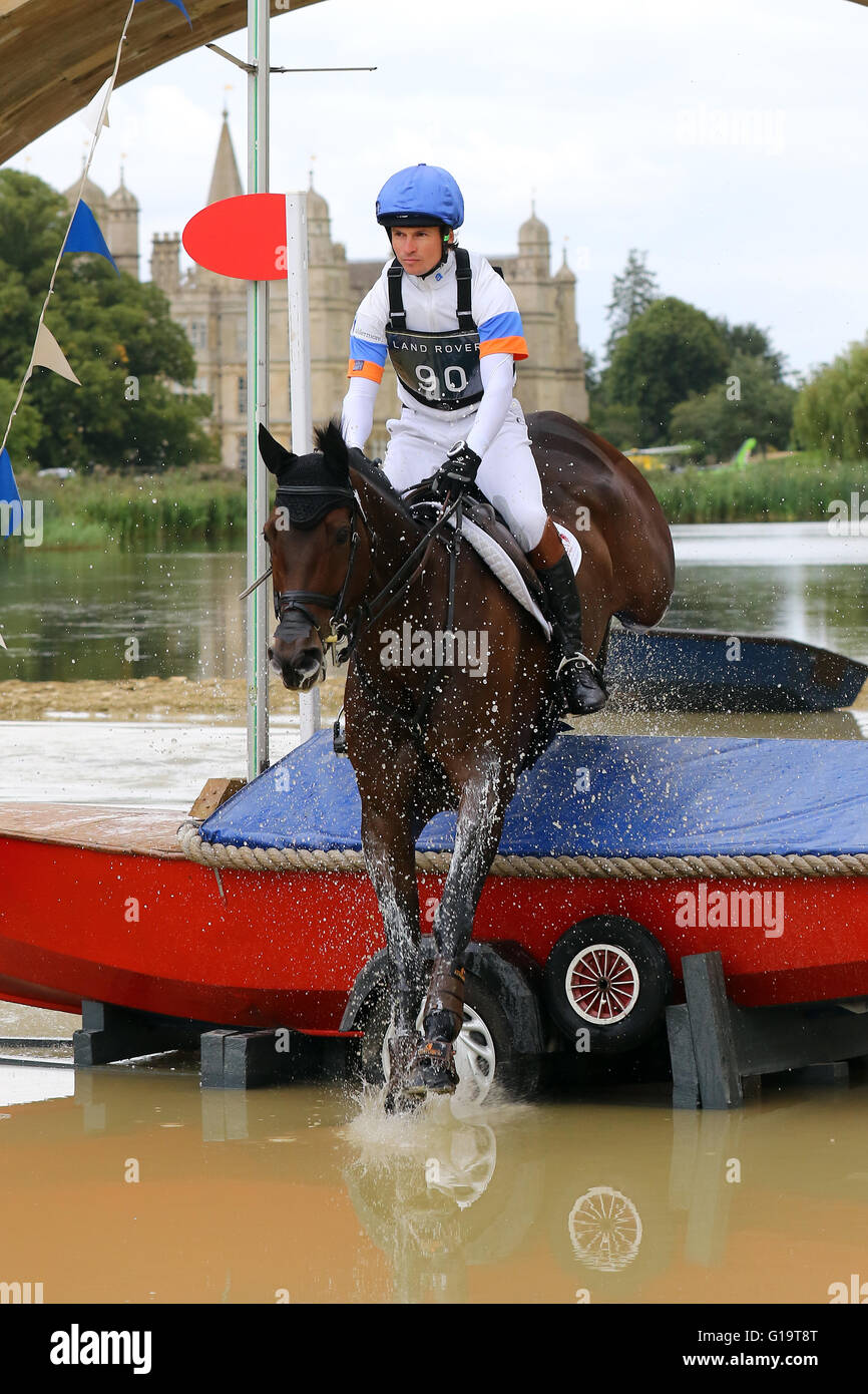 Francis Whittington (Großbritannien) auf übereilte Imp Reiten Cross Country bei Land Rover Burghley Horse Trials 2015 Stockfoto