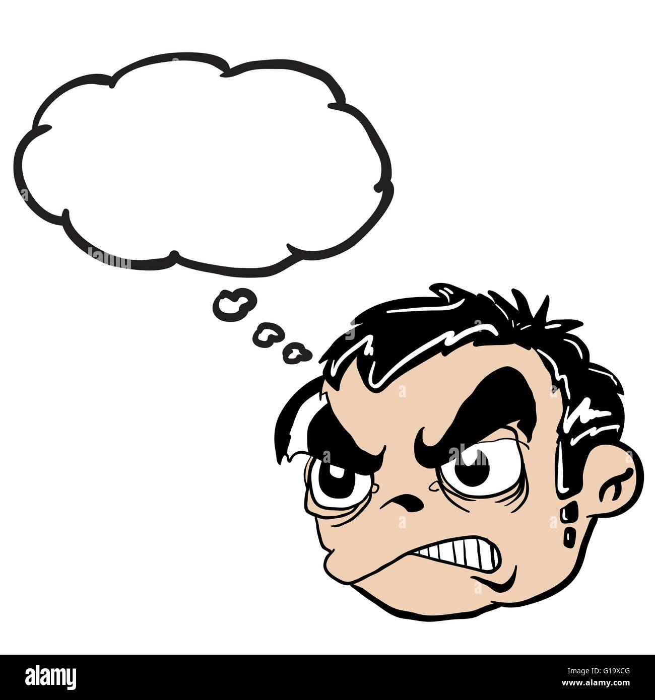 Kopf mit wütenden jungen dachte Blase Cartoon illustration Stock Vektor