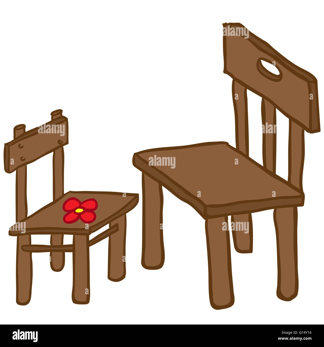 kleine und große Stuhl Cartoon illustration Stock Vektor