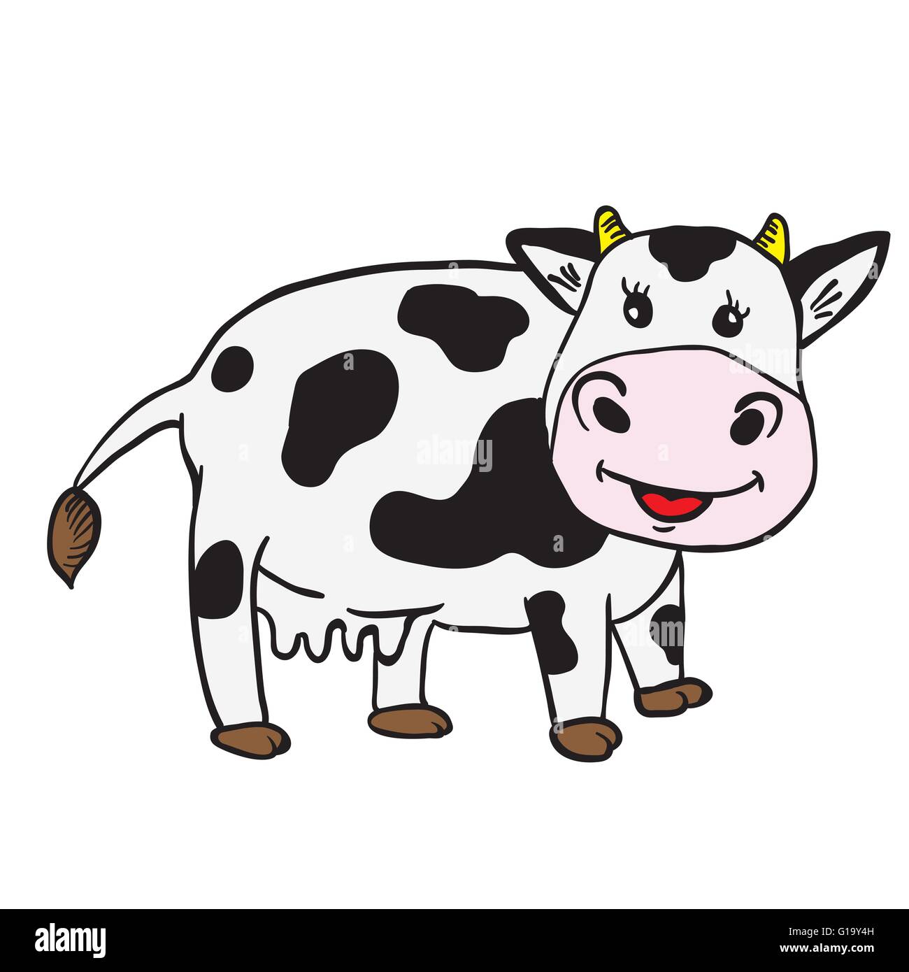 Cartoon-Illustration der niedliche Kuh Stock Vektor