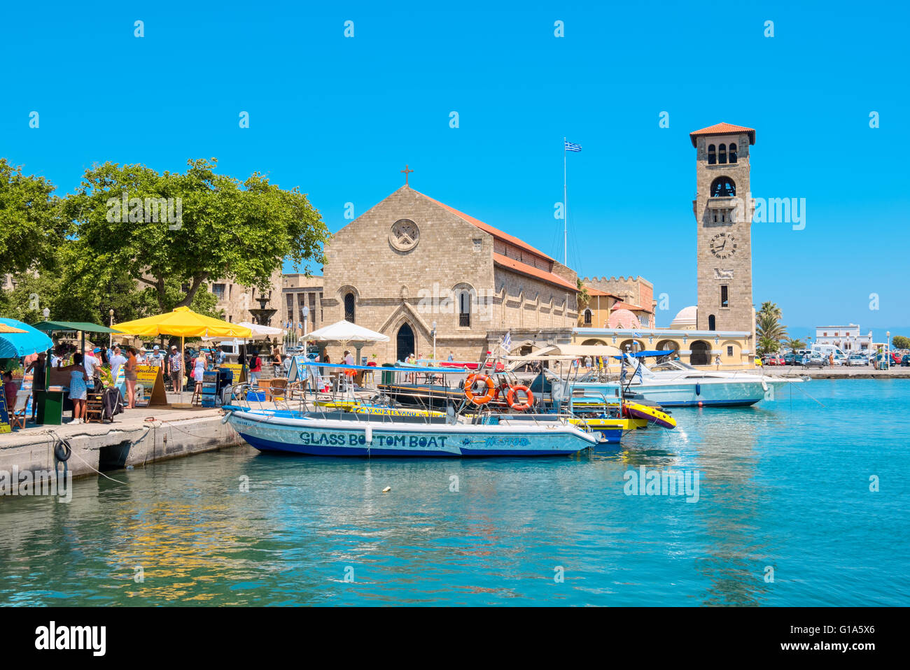 Mandraki-Hafen. Rhodos, Griechenland Stockfoto