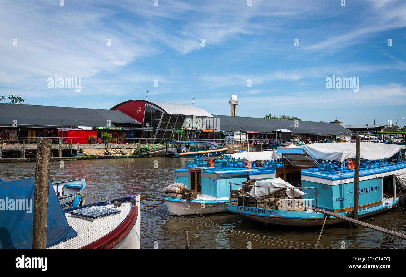 Hafen und Boot dock, Tigre, Puerto de Frutos, Obst Port, Tigre, Provinz Buenos Aires, Argentinien Stockfoto