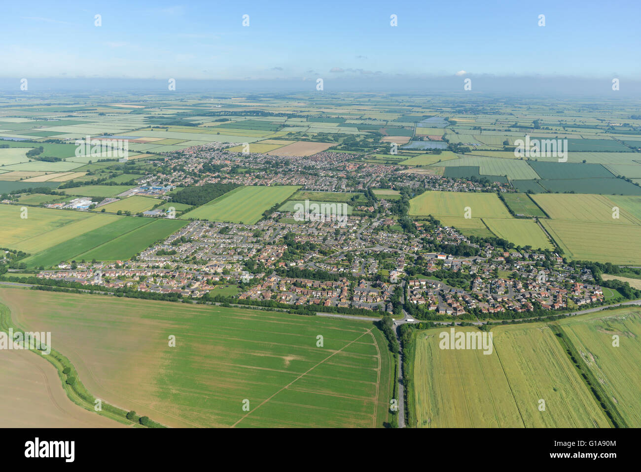 Eine Luftaufnahme des Dorfes Dunholme und Lincolnshire Umland Stockfoto