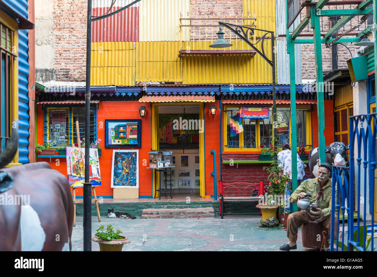 Bunt bemalte Häuser in Caminito, La Boca, Buenos Aires, Argentinien Stockfoto
