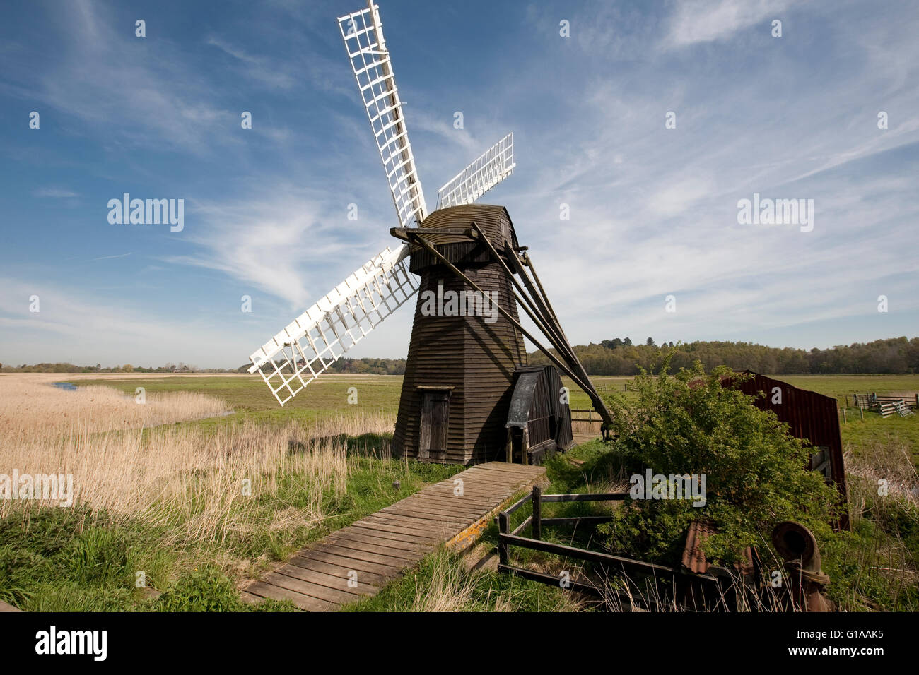 Herringfleet Wind Mill Norfolk Broads Stockfoto