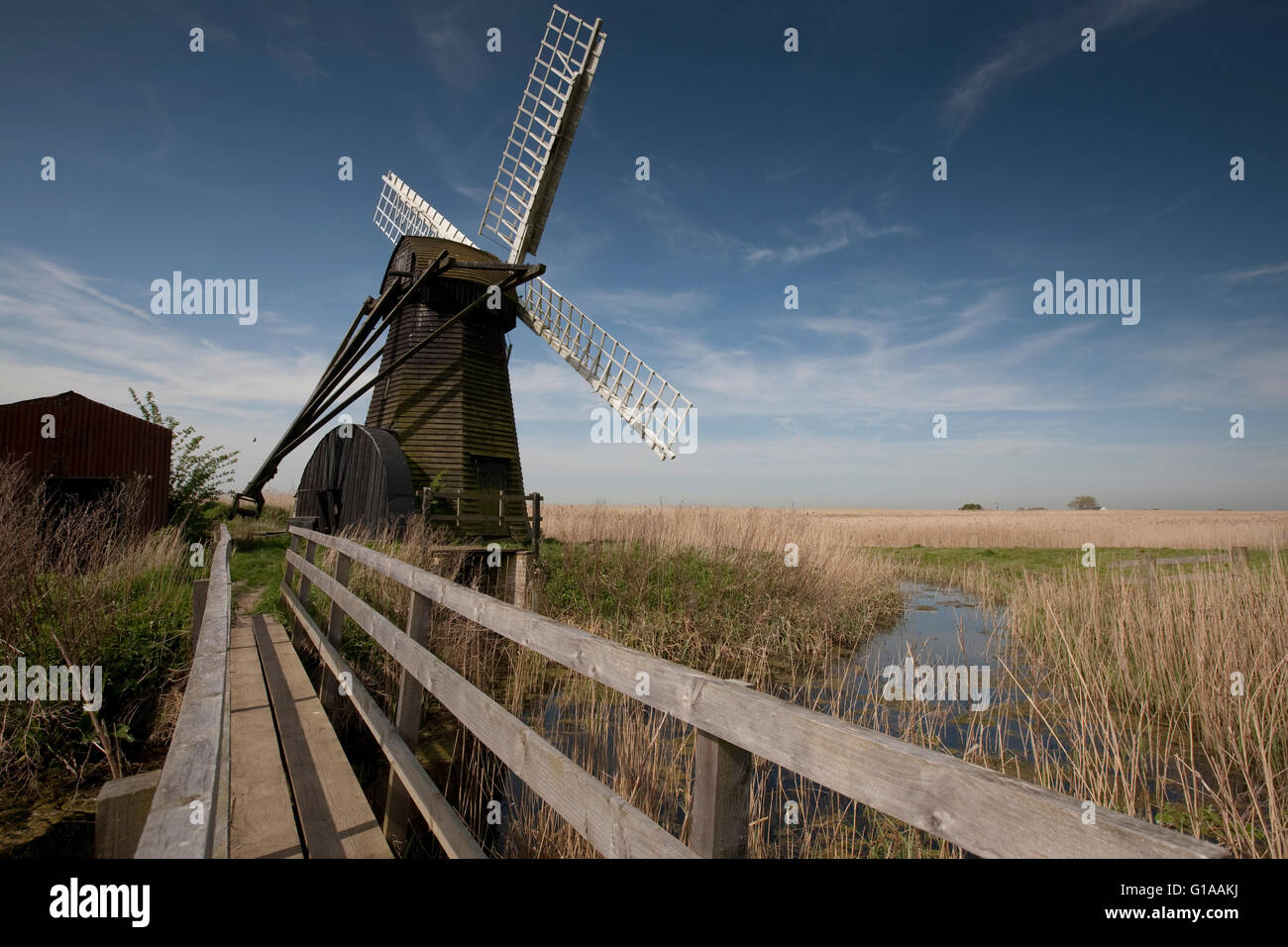 Herringfleet Wind Mill Norfolk Broads Stockfoto