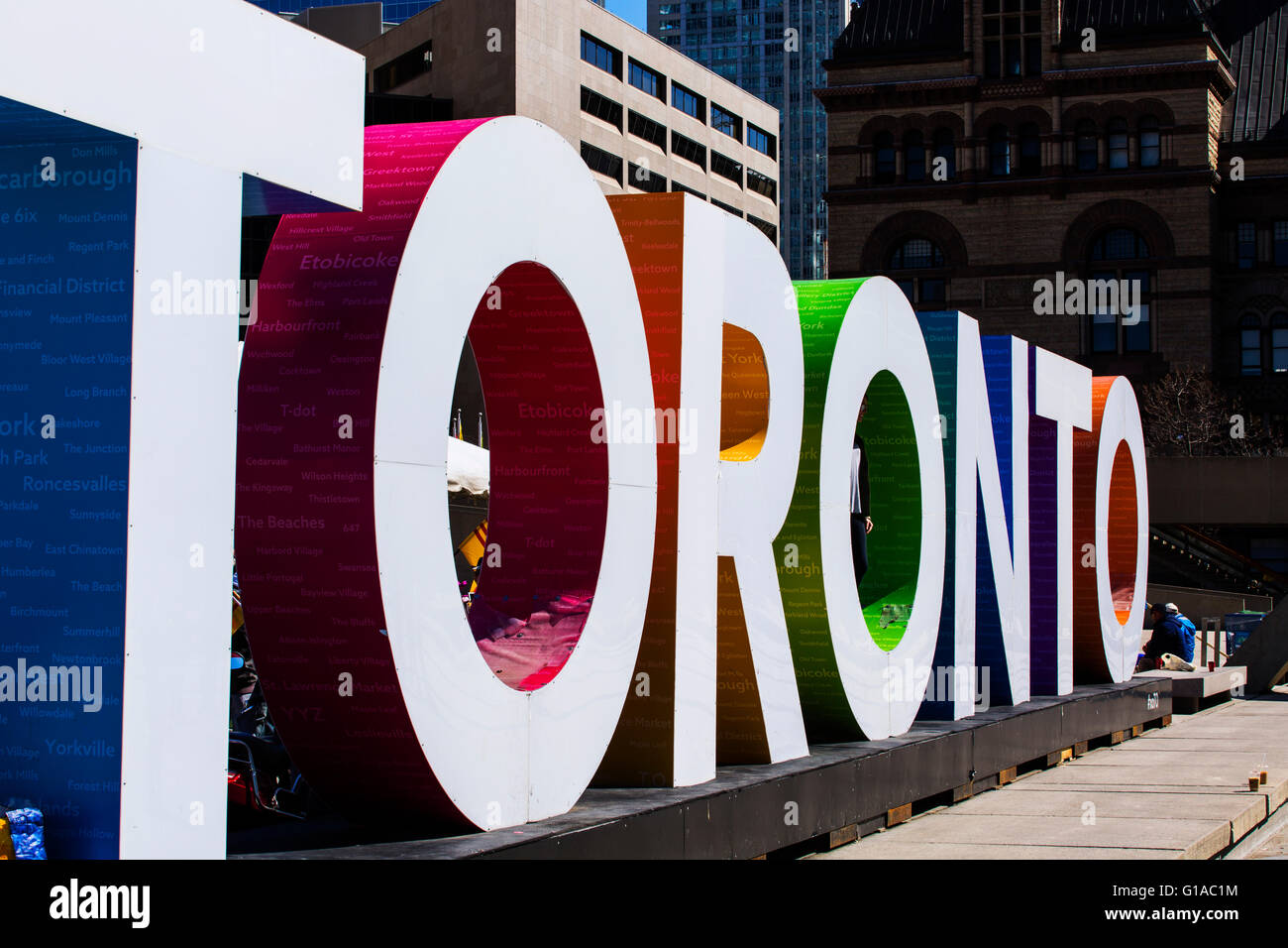 Toronto-Zeichen Nathan Phillips Square Toronto Ontario Kanada Stockfoto