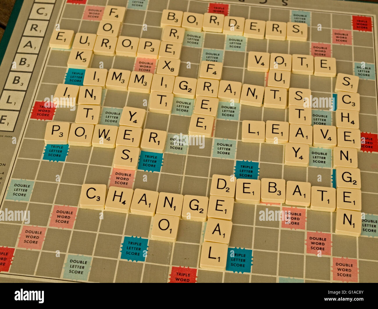 Referendum scrabble Board Debatte Abstimmung Stockfoto