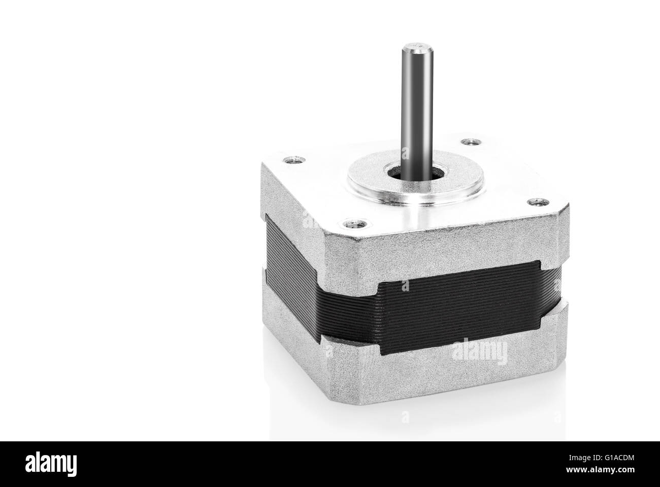 elektronische Motor Nahaufnahme isoliert auf weißem Hintergrund Stockfoto