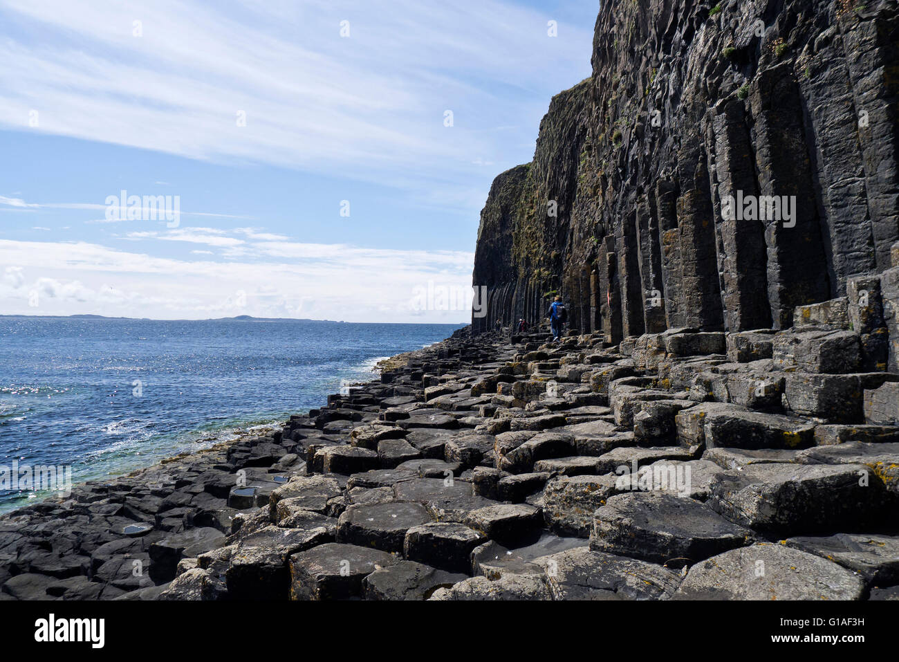 Fingal, s Höhle, Insel von Staffa, Inneren Hebriden, Schottland auch bekannt als ein Uaimh Bhinn oder "die melodische Höhle". Stockfoto