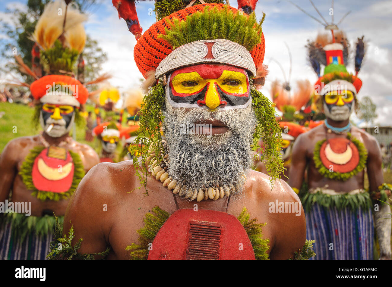 Stämme auf der Mt Hagen kulturellen Show in Papua-Neu-Guinea Stockfoto