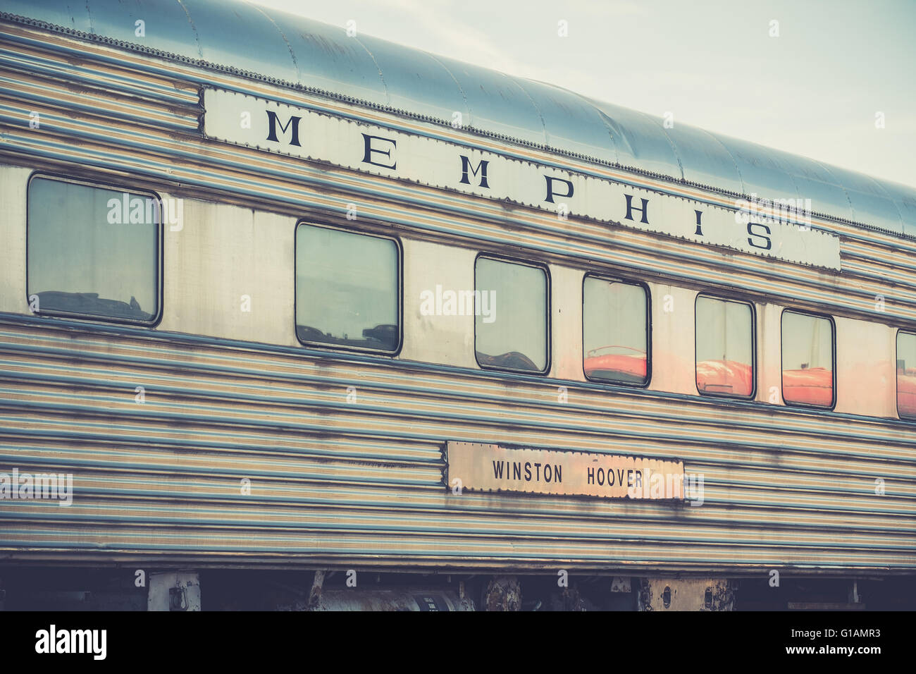 Memphis Railroad Pkw Winston Hoover, gebaut im Jahr 1948 ein Gleisanschluss in Alamosa, Colorado Stockfoto