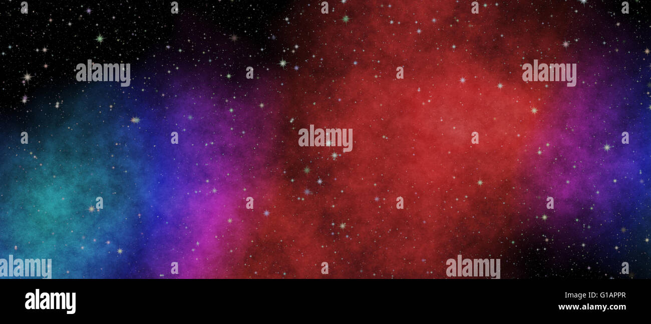 Neue Panorama Blick in den Weltraum. Dunklen Nachthimmel voller Sterne. Der Nebel im Weltraum Stockfoto