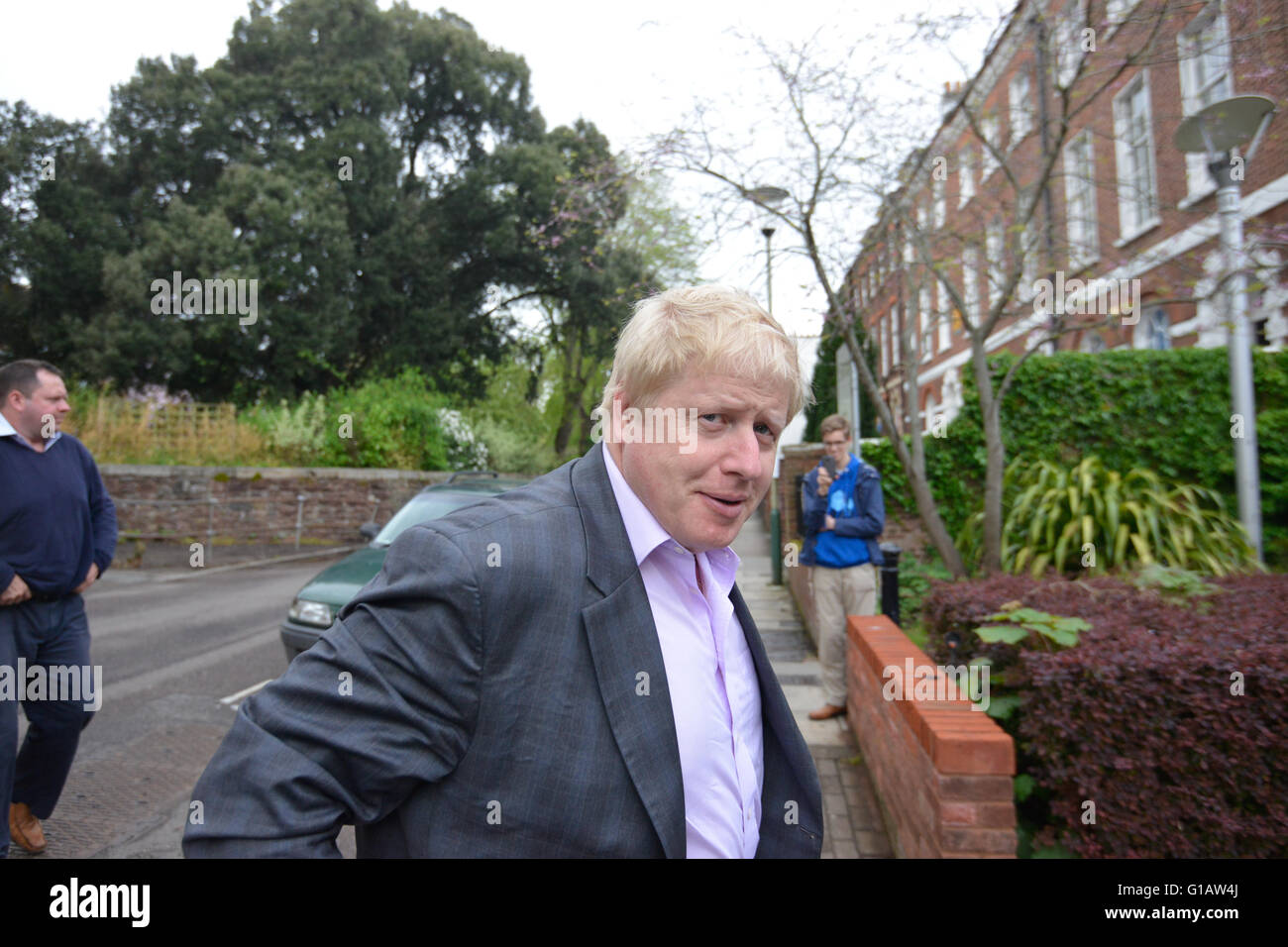 BORIS JOHNSON trifft TIM MARTIN am Tag der Brexit Ankündigung, Boris wird nach einer Reihe von Spenden von Tim Martin an die konservative Partei Premierminister Stockfoto