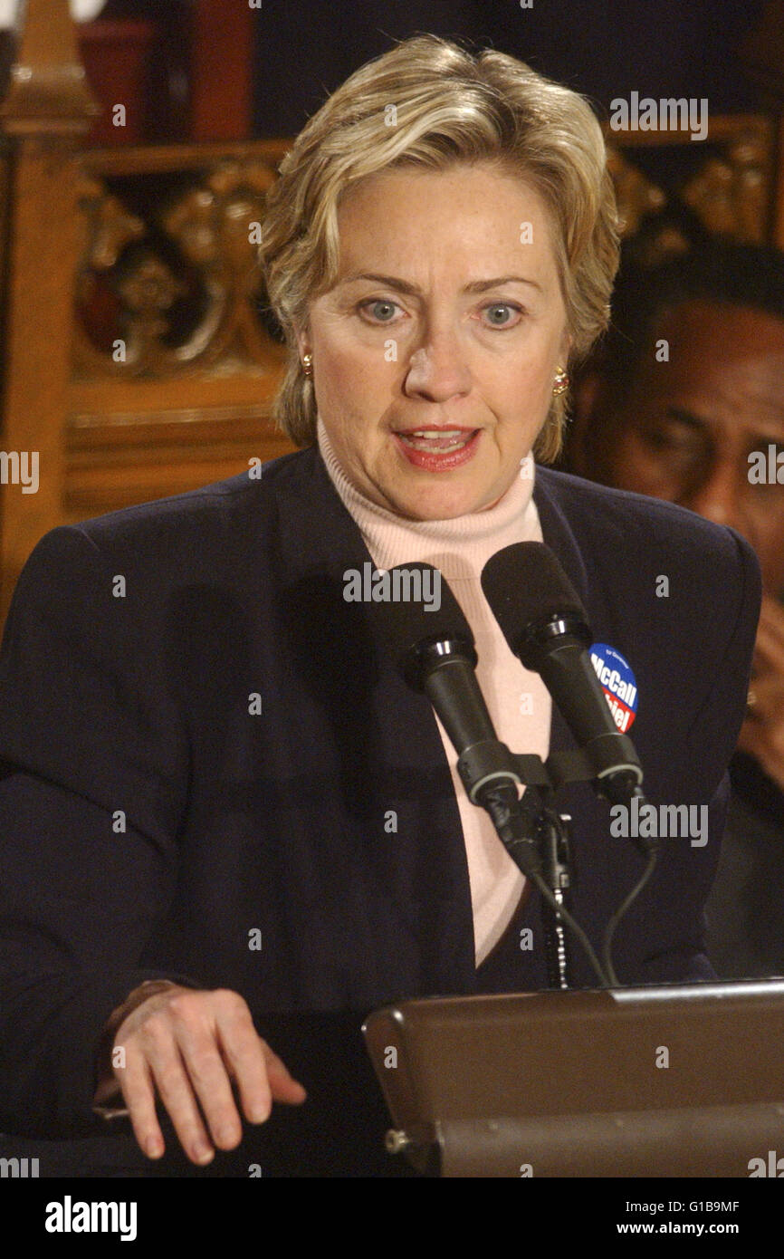 Hillary Clinton in New York, 04.11.2002 | Verwendung Weltweit/Picture alliance Stockfoto