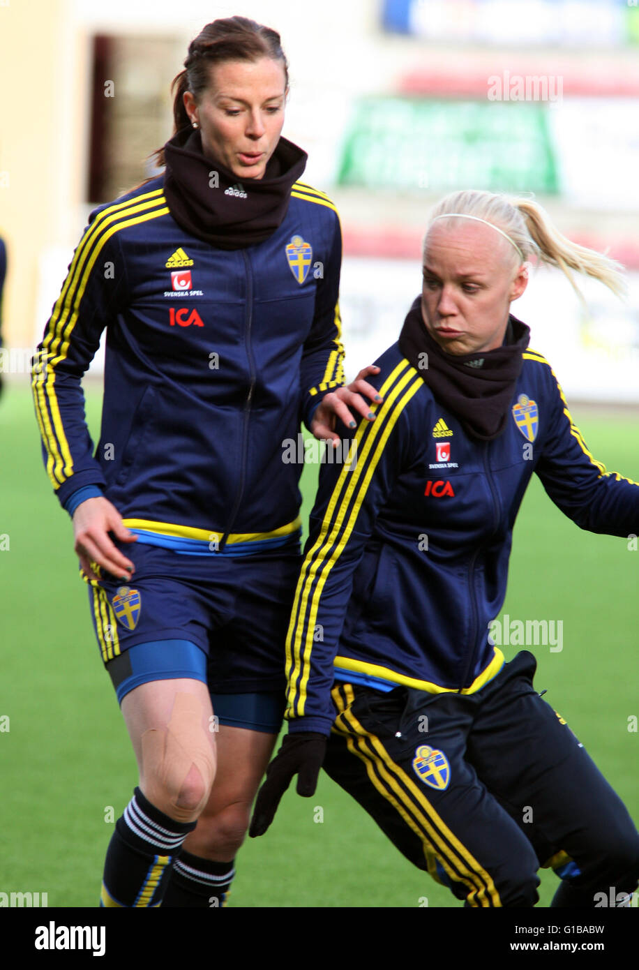 LOTTA SCHELIN und CAROLINE SEGER Fußball Spieler in der schwedischen Nationalmannschaft Stockfoto