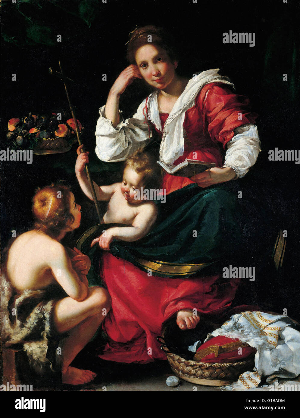 Bernardo Strozzi - Madonna und Kind mit Kleinkind Saint John - Musei di Strada Nuova Genova Stockfoto