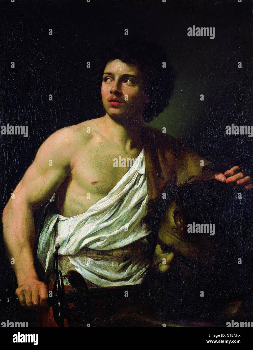 Simon Vouet - David mit dem Kopf von Goliath - Musei di Strada Nuova Genova Stockfoto