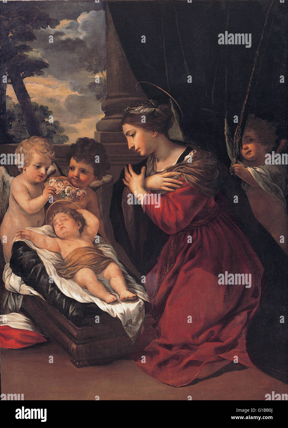 Pietro da Cortona - Madonna mit dem Kind und Engel - Musei Capitolini Roma Stockfoto