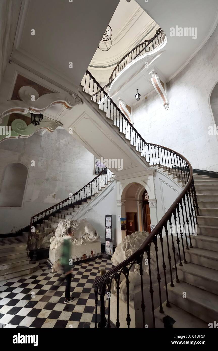 Frankreich, Corse du Sud, Ajaccio, Fesch Bibliothek Haupttreppe im Palais Fesch Stockfoto