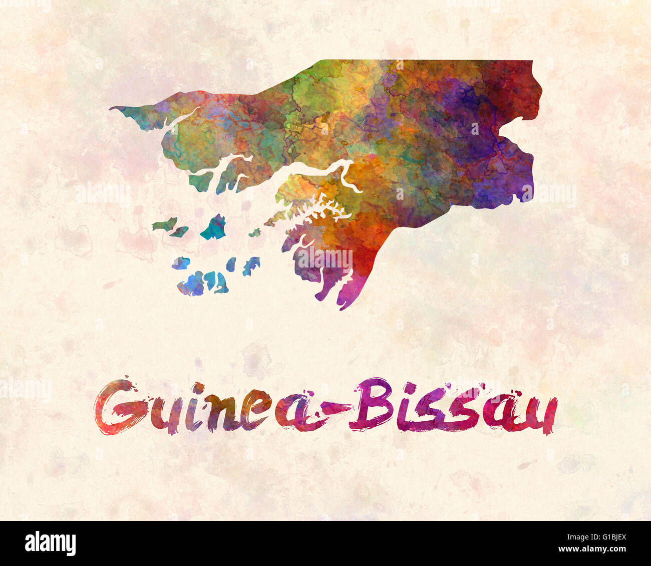 Guinea-Bissau in Aquarell Stockfoto